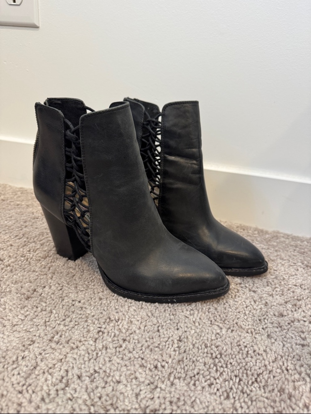 Lace-Side Black Women's Ankle Booties